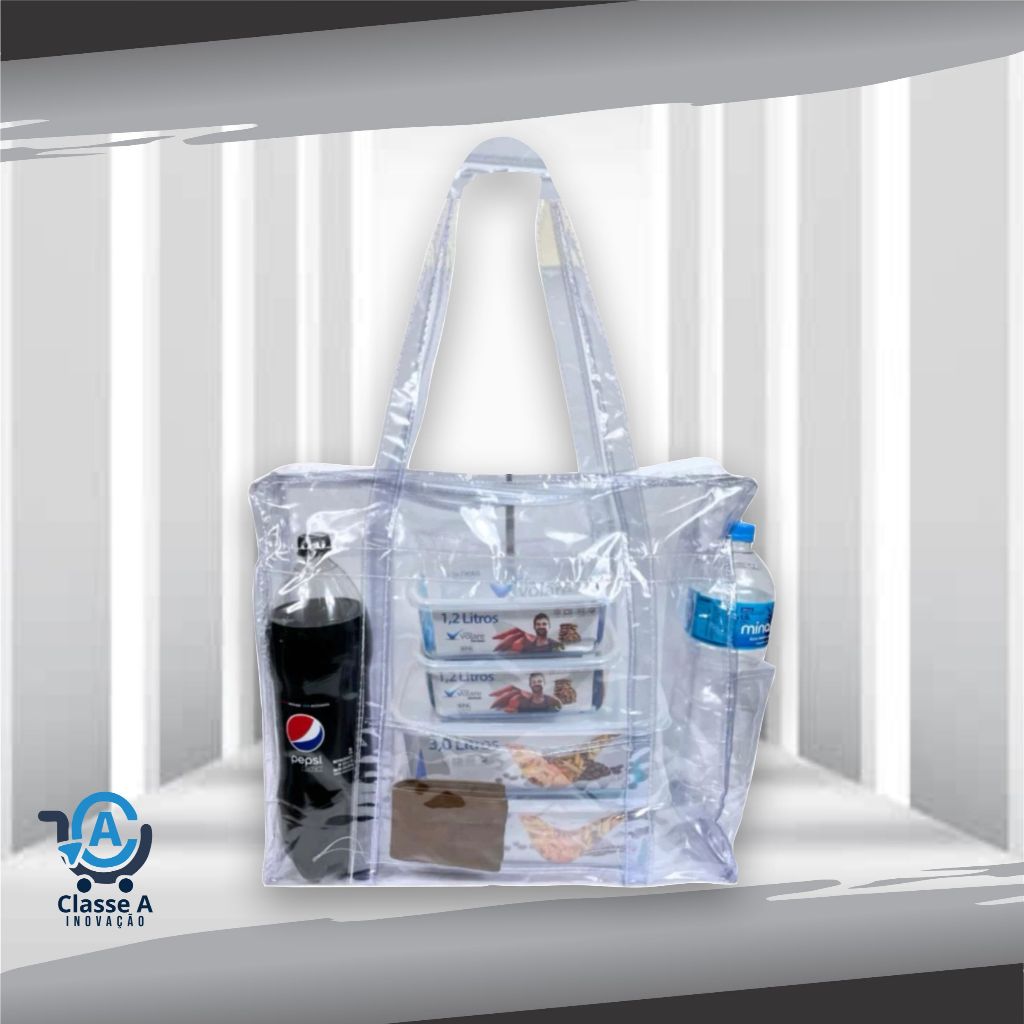 Sacola Bolsa Transparente Jumbo - Presídio, Praia, Maternidade,  Reforçada, Com Zíper e Bolsos em Oferta na Shopee