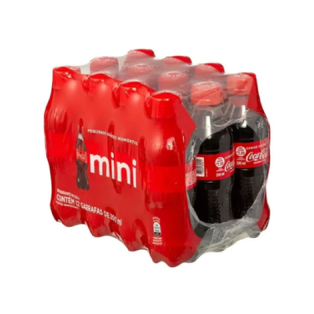Refrigerante Coca-Cola Mini Pet 200ml 12 Unidades - Ideal para Aniversário Lanchinho e Escola