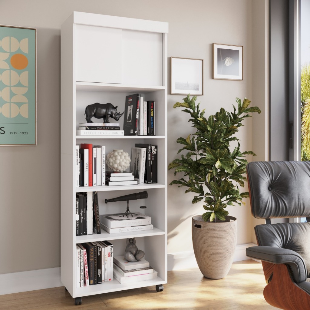 Estante Organizador Livreiro Prateleira Para Sala Quarto Escritório Londres 2 Módulos - Branco