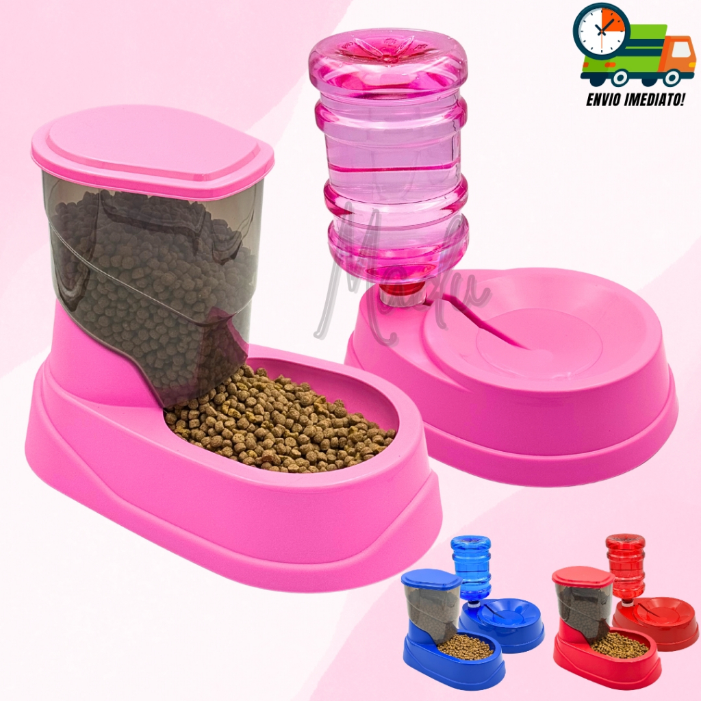 Kit Comedouro e Bebedouro Automático para Cachorro Cães e Gatos Promoção Envio Imediato