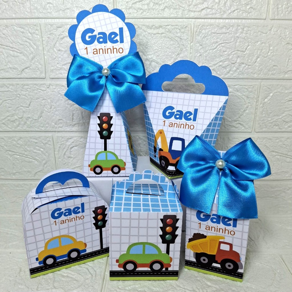 Kit Festa Personalizado CARRINHOS  - PEGUE E MONTE - Caixinhas- lembrancinhas