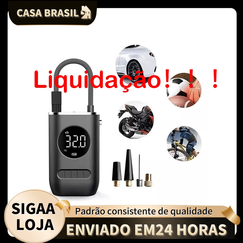 Compressor De Ar Elétrico Portátil Digital Ncher Pneu Carro Moto Bike Bicicleta Bola Piscina Inflável em Oferta na Shopee