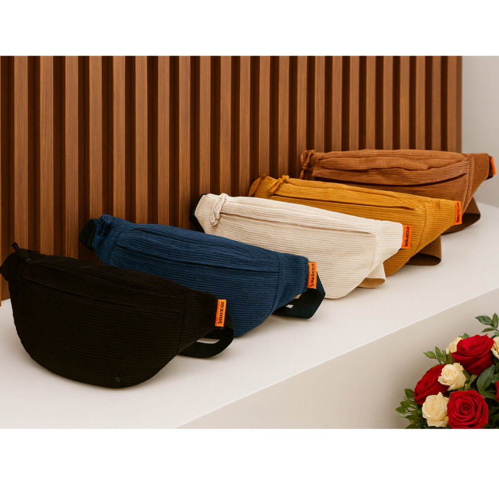 Pochete Bag Lateral Peitoral Veludo Cotelê Camurça Unissex Estilo e Praticidade