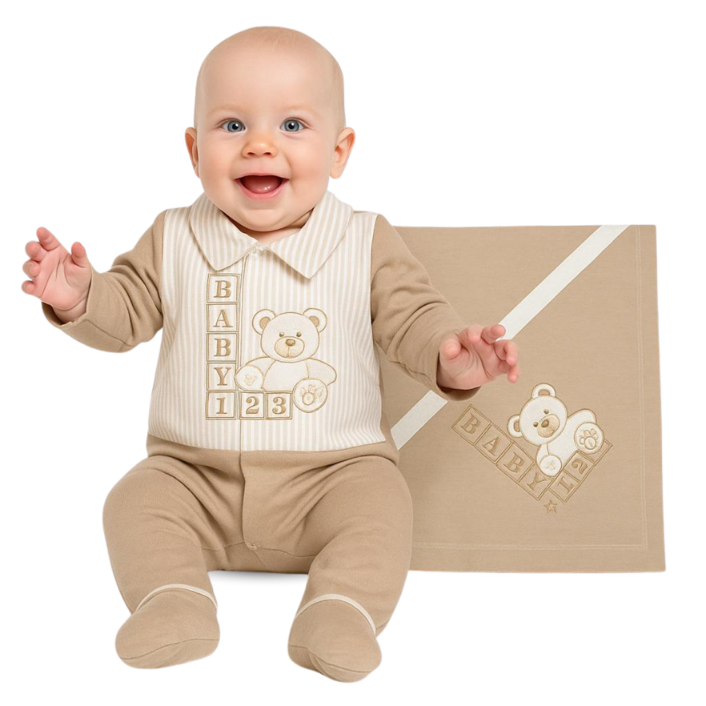 Kit Saída Maternidade Conjunto Roupa para Bebê Enxoval Infantil 100% Algodão Urso Caqui