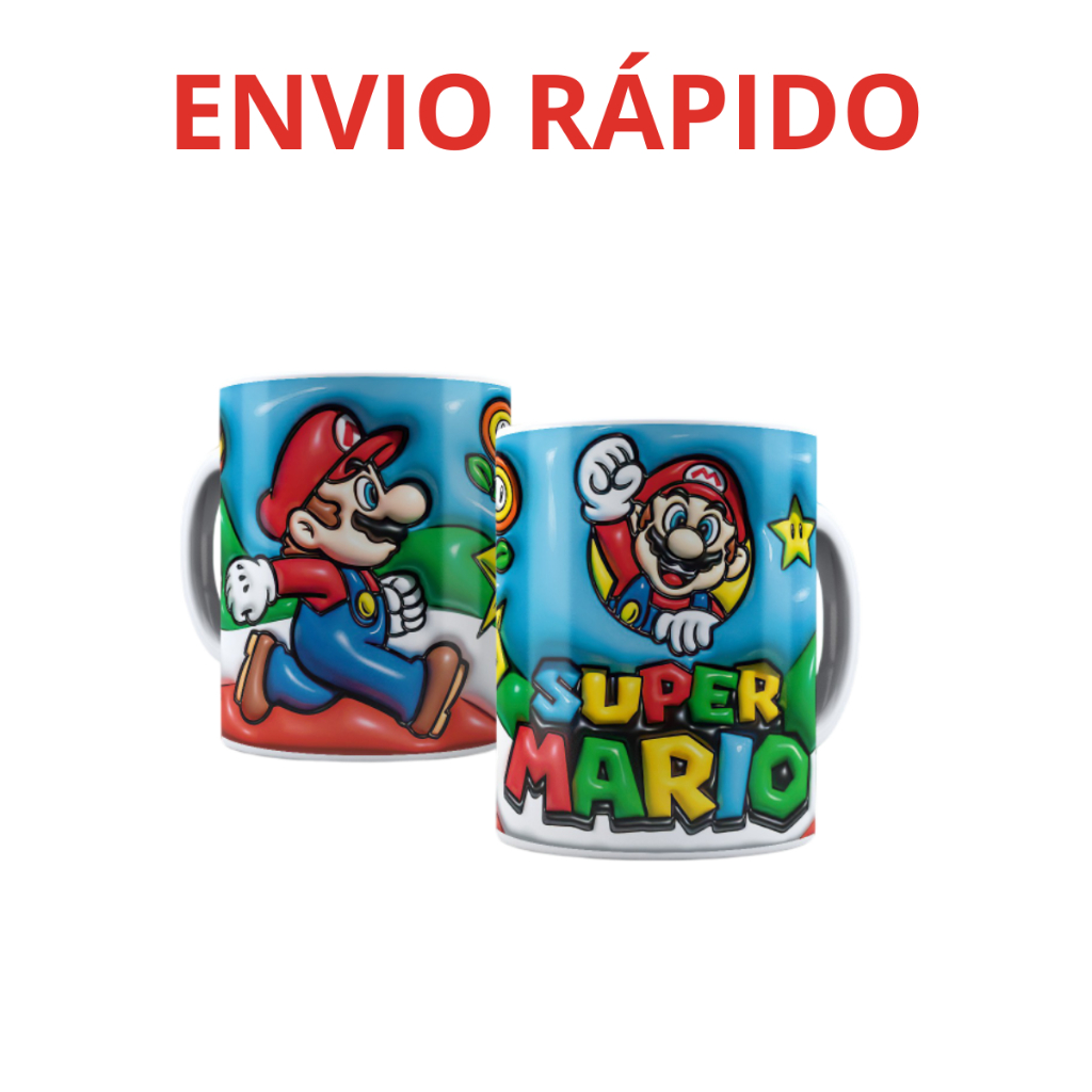 Caneca Super Mario Bros Azul Colorida Geek Gamer Criativa Presente Colecionador
