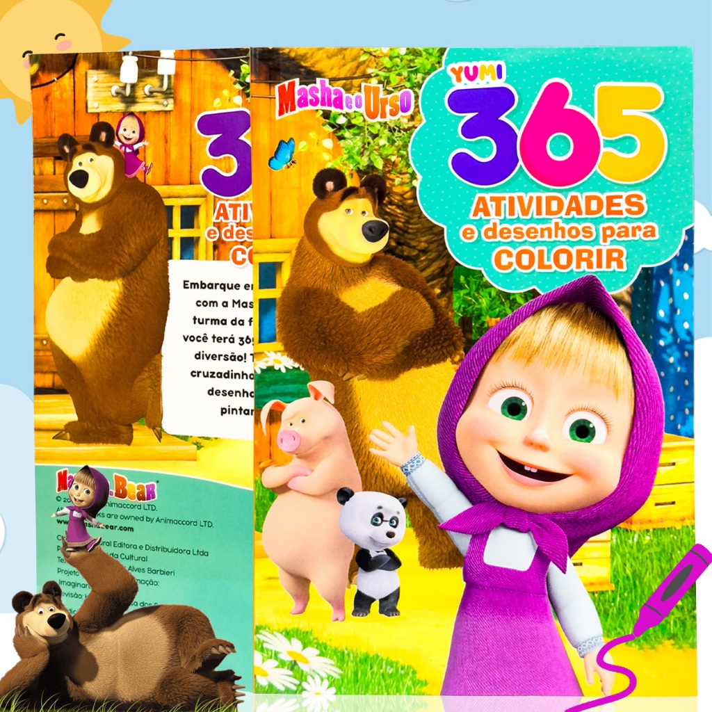 Livro Educativo Infantil Masha e o Urso | 365 Atividades para Crianças | Colorir e Brincar em Oferta na Shopee