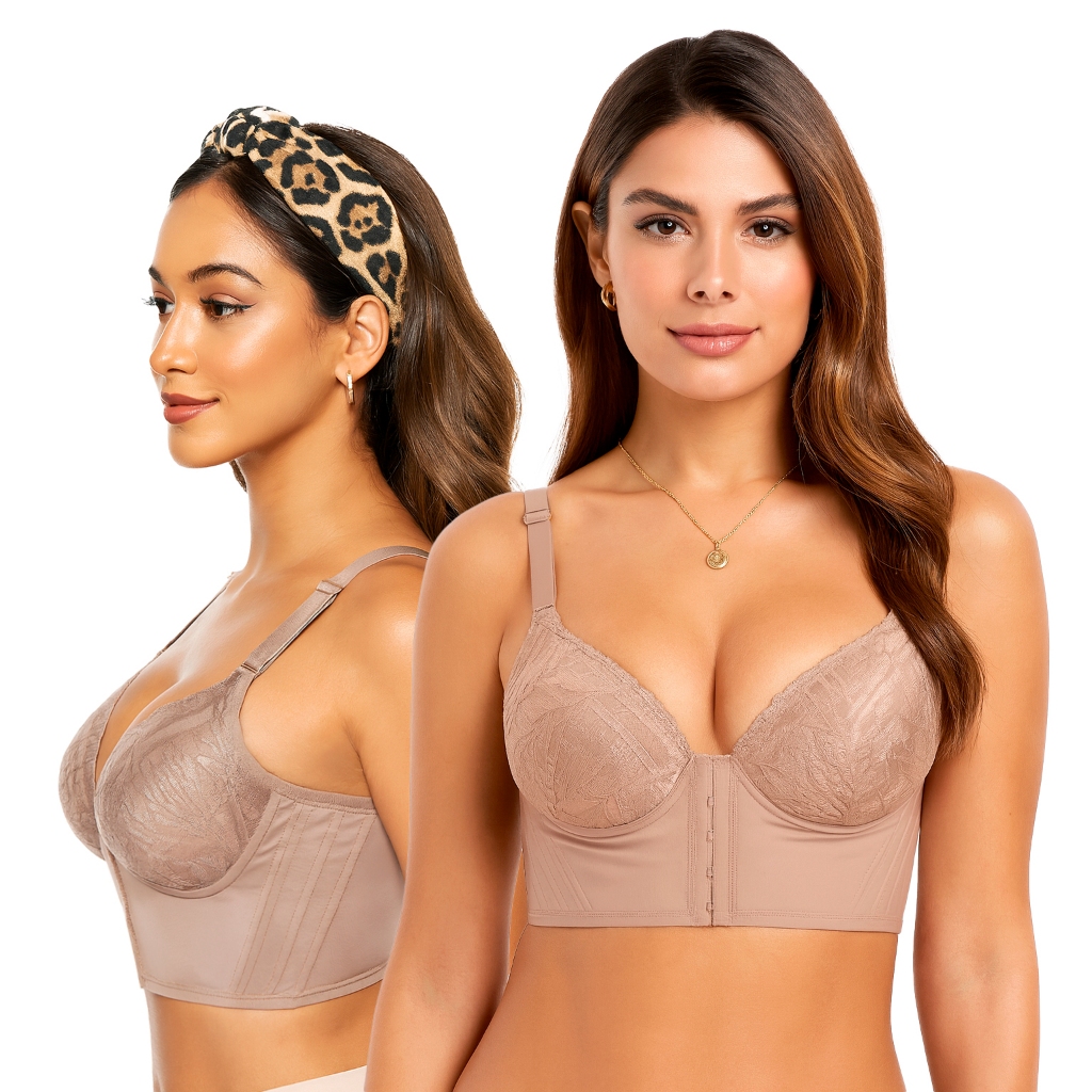 Sutiã Modelador Corset Renda 12 Barbatanas Alta Compressão Premium em Oferta na Shopee