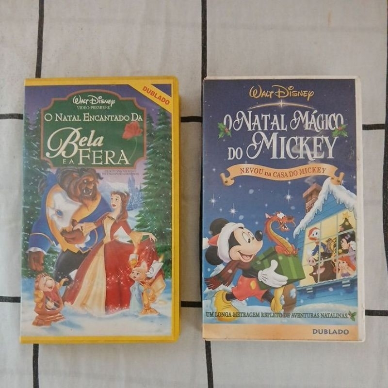 Coleção 2 VHS Filmes de Natal Disney (Bela e a Fera/Mickey) LEIA A DESCRIÇÃO