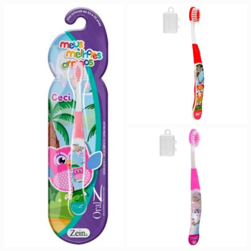 Escova de Dente Infantil Bebê Macia e Decorada Meus Melhores Amigos