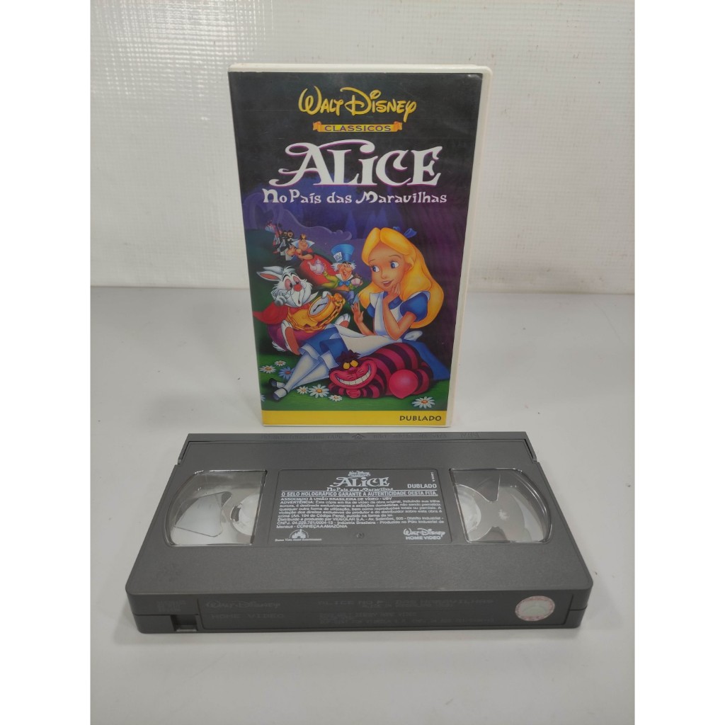 Filme VHS Desenho Alice no País das Maravilhas (Walt Disney) Dublado 4ef (Usado) ok