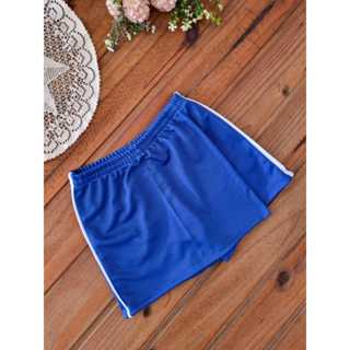 Shorts saia helanca royal com friso branco. Infantil, juvenil e adulto, em Oferta na Shopee