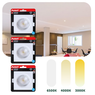Kit 3 Spot Led Embutir 5w Quadrado/Redondo 9cm Luminária Teto Gesso Sanca Forro Dicroica MR16 Avant em Oferta na Shopee
