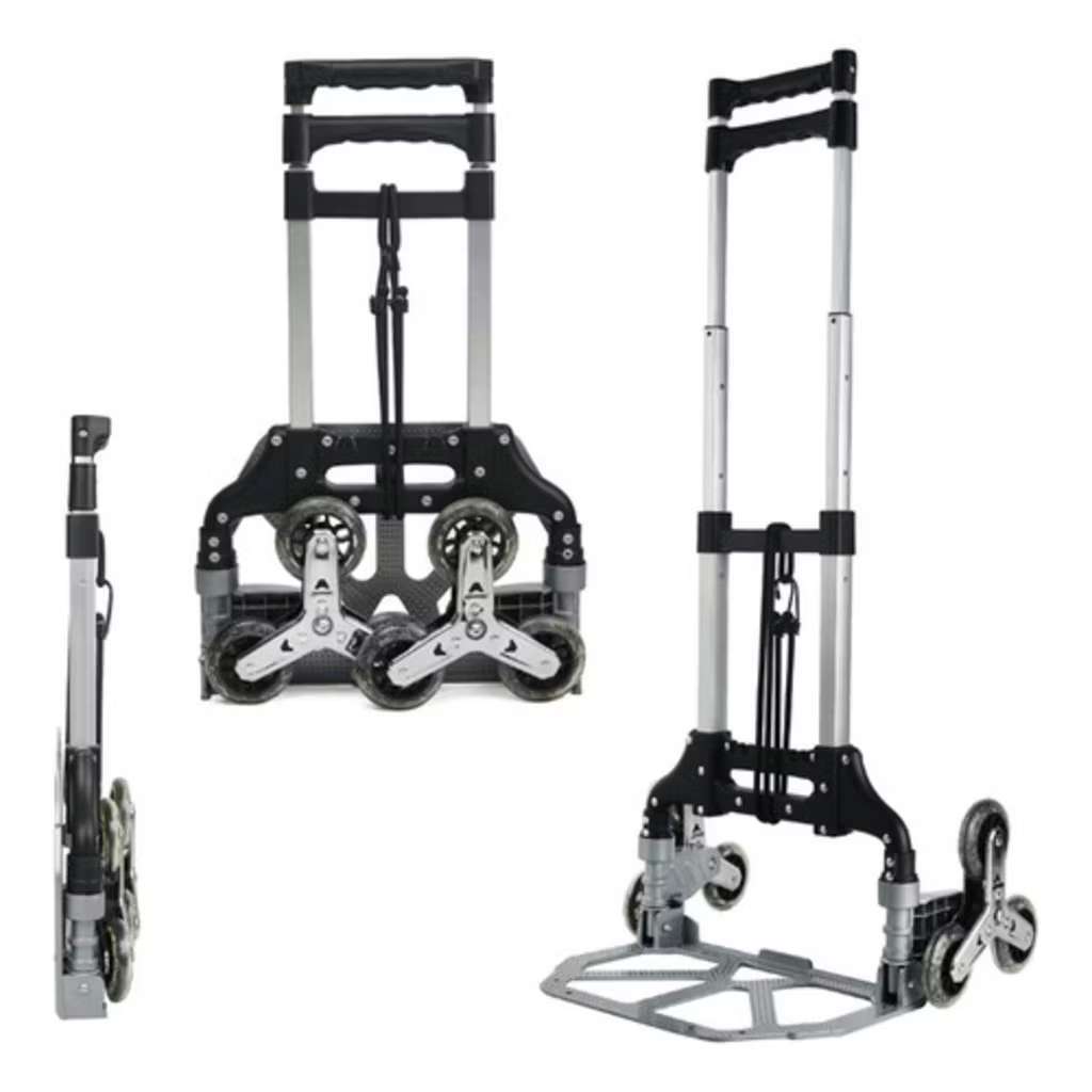 Carrinho De Mão Dobrável Suporta Até 75 Kg Portátil Aluminio 6 Rodas Subir Escada