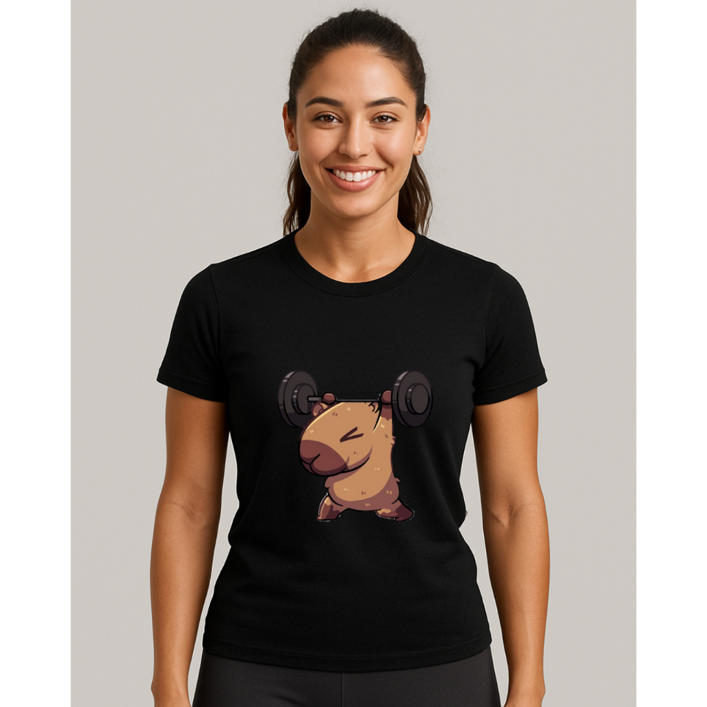 Camiseta Feminina T-SHIRT ESTAMPADA PERSONALIZADA PARA ACADEMIA CAPIVARA Blusa Estilosa 100% Algodão Premium