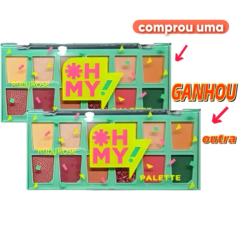 Paleta De Sombras sombra Oh My 12 Cores sobrancelha ruby rose kit com 2