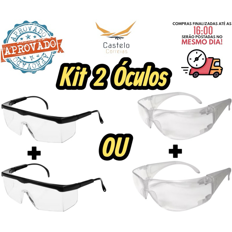 Óculos de proteção EPI - Kit 2- Qualidade Premium em Oferta na Shopee