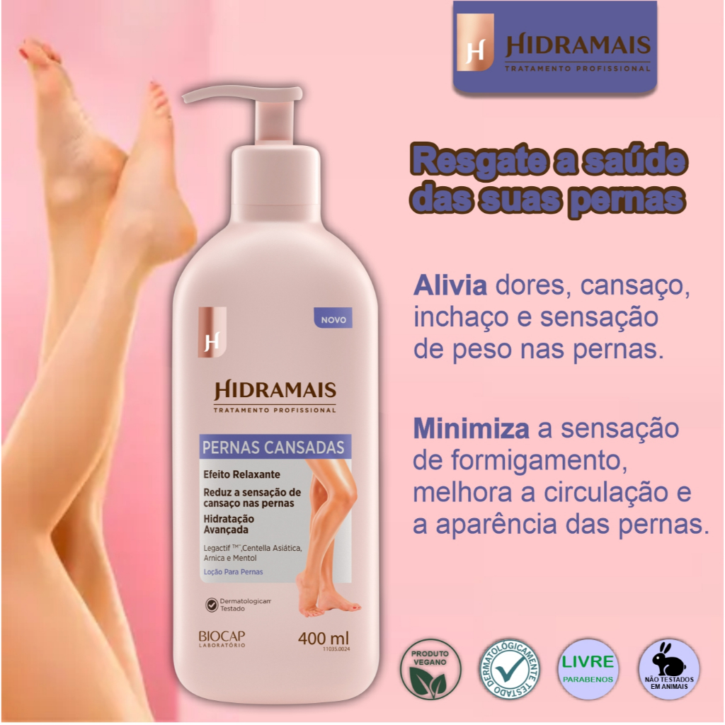 LOÇÃO Hidratante Relaxante de Arnica para PERNAS Cansadas 400ml HIDRAMAIS - Hidratação Avançada, Alivia Dores e Inchaço em Oferta na Shopee