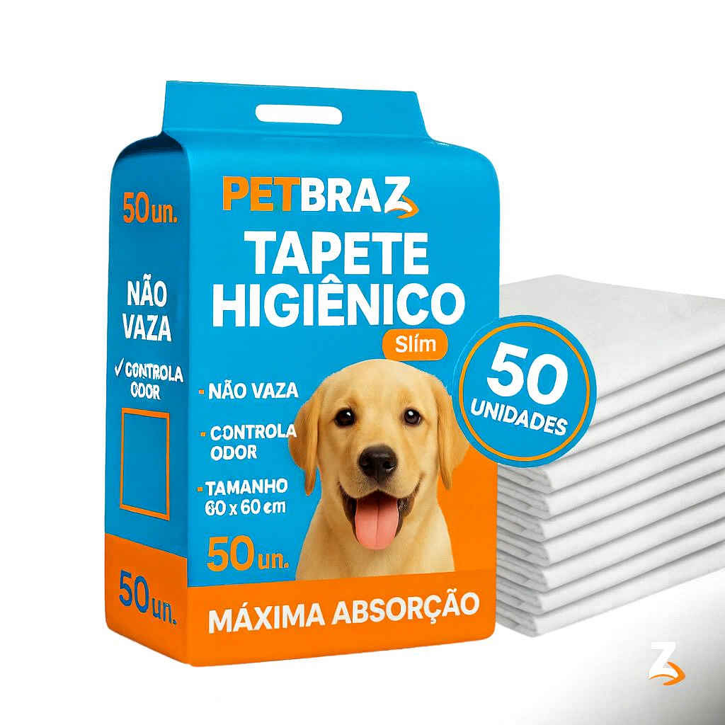 Tapete Higiênico Descartável para Cachorro 100 Unidades 60x60 cm - Fralda Pet Xixi Cão Pequeno Médio
