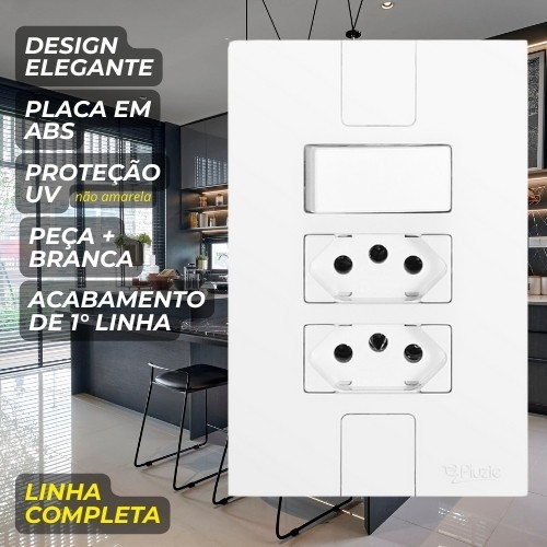 Tomadas 10A 20A Dupla Tripla Interruptor Modular Branco — imagem 2 de 2