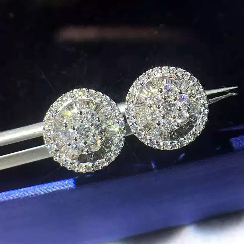 Brincos de masculino Redondos Com Zircônia Cristal a prata 925