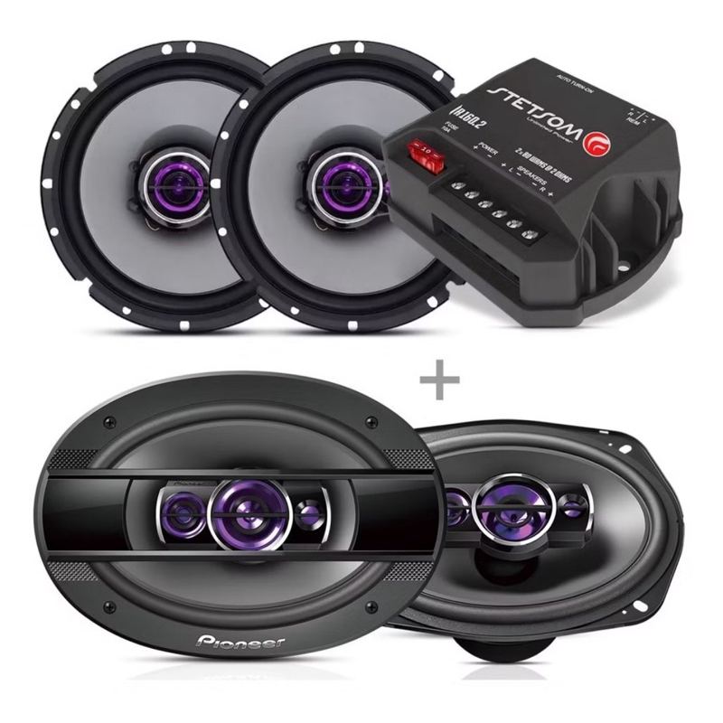 Kit Auto Falantes Pioneer 6 Polegadas + Alto Falante Pioneer 6x9 400w Pmpo 69 + Modulo Amplificador Stetsom