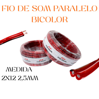 Cabo de Som Paralelo Bicolor 2 vias 2x12 2,5mm 5/10/25 metros em Oferta na Shopee