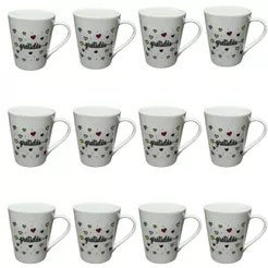 Jogo Caneca Porcelana Gratidao Xícara Chá Café Personalizada 290ml