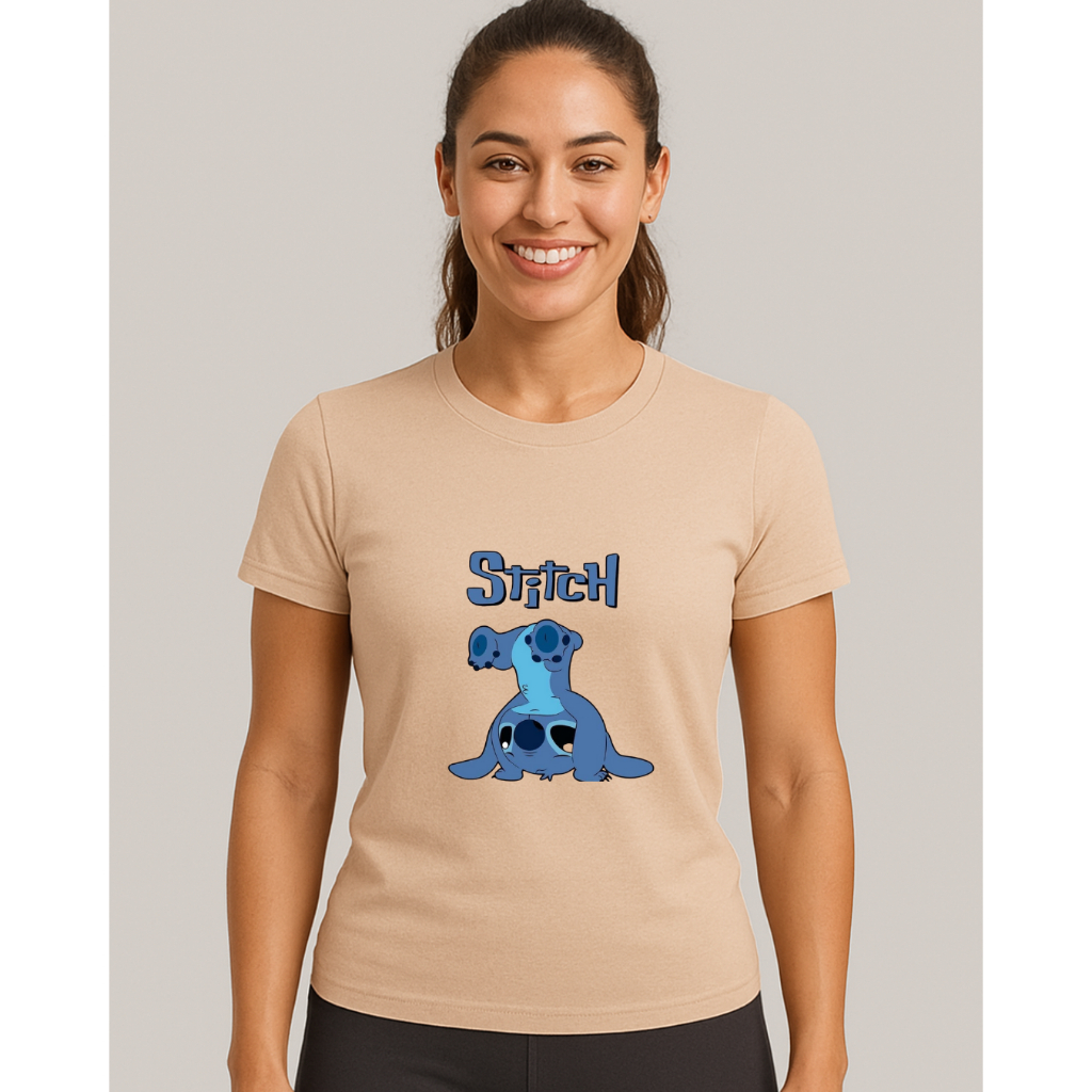 Camiseta Feminina Blusa Estilosa T-Shirt Estampada Stitch Personalizada | 100% Algodão Premium