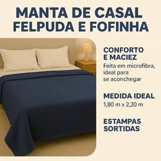 Cobertor Casal Manta Felpuda 220x180 Quente, Macia E Aconchegante