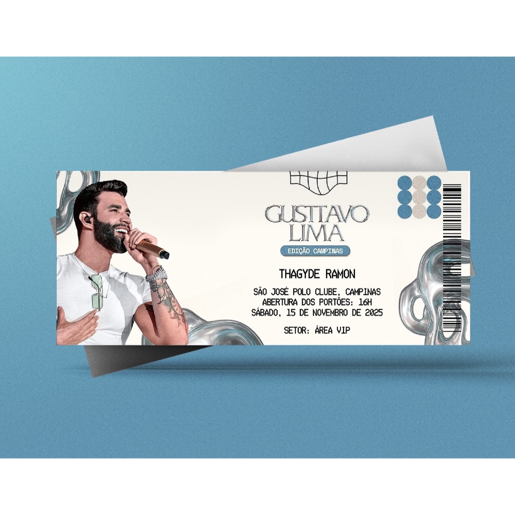 Ingresso Holográfico Personalizado Gusttavo Lima - Edição Campinas