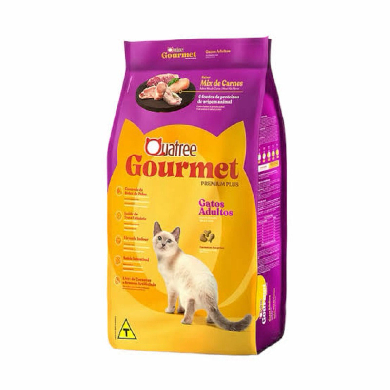 Ração Quatree Gourmet Mix de Carnes Gatos 10kg, Adultos ou Castrados, Premium Plus, Nutrição Completa e Balanceada