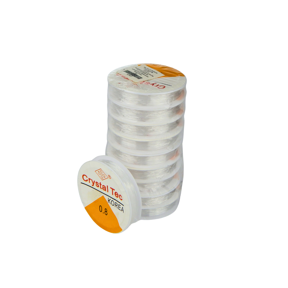 10 Rolos de Fio de Nylon Elástico 0,8x10m - Bijuteria, Artesanato, Pesca, etc.