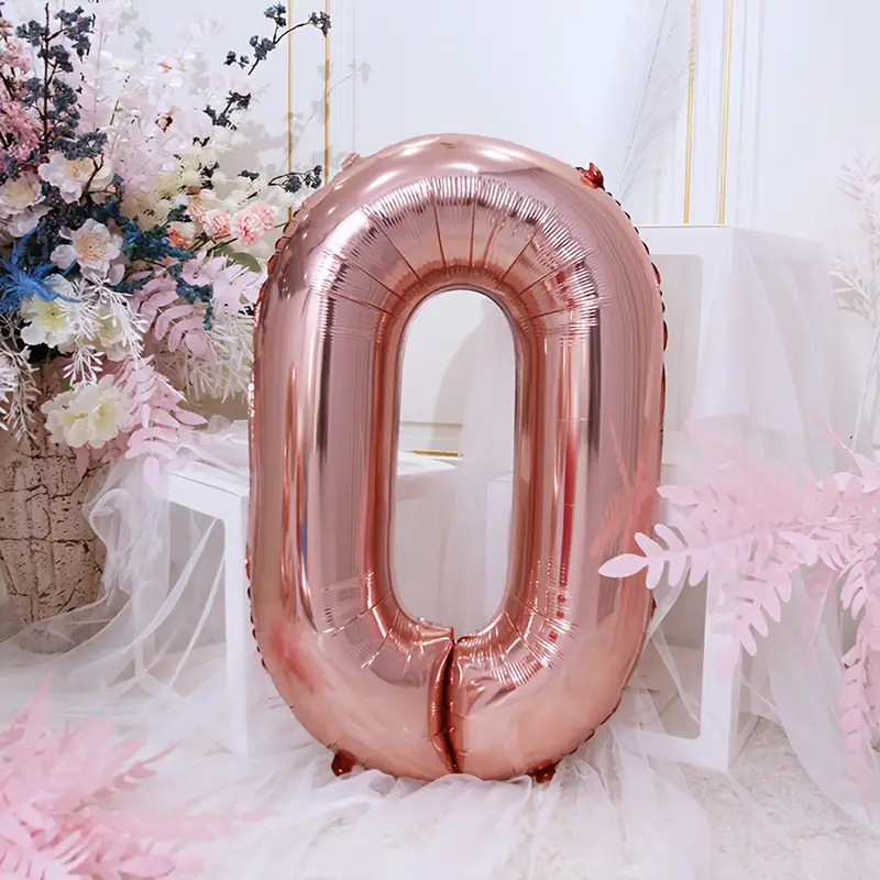 Kit 2 Uni De Balão 32 Pol Metalizado Número 80 CM Grande Para Aniversário Festas Decorações Rose — imagem 2 de 2