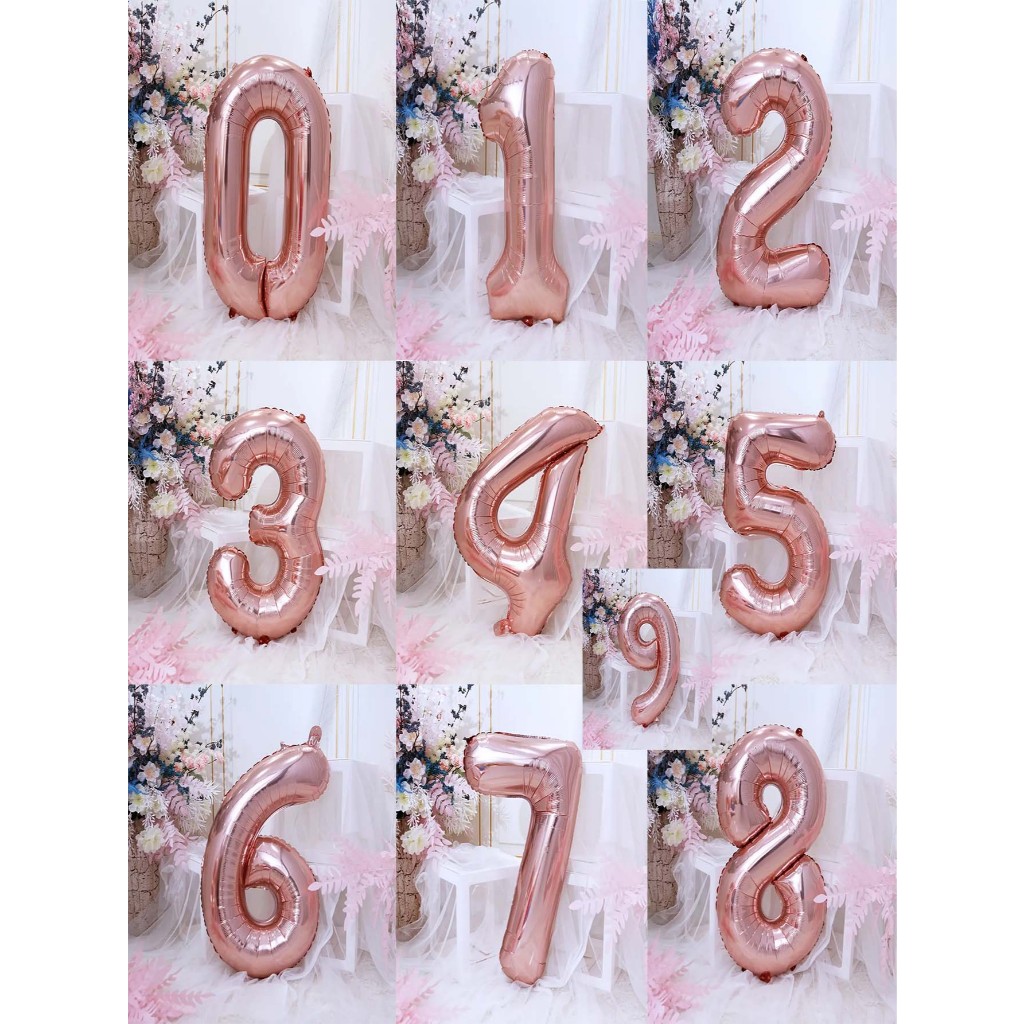 Kit 2 Uni De Balão 32 Pol Metalizado Número 80 CM Grande Para Aniversário Festas Decorações Rose