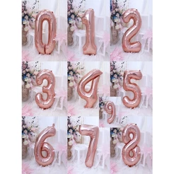 Kit 2 Uni De Balão 32 Pol Metalizado Número 80 CM Grande Para Aniversário Festas Decorações Rose