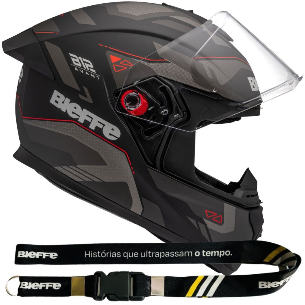 Capacete Bieffe B-12 Com Easy Fit Ideal Para Quem Utiliza Oculos De Grau MAsculino Feminino B12 Preto Fosco Grafite