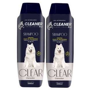 Kit 2 Shampoo para Cachorro Branqueador 500ml Shampoo Clareador para Cachorro Branco Shampoo Pet UP Clean Cleaner