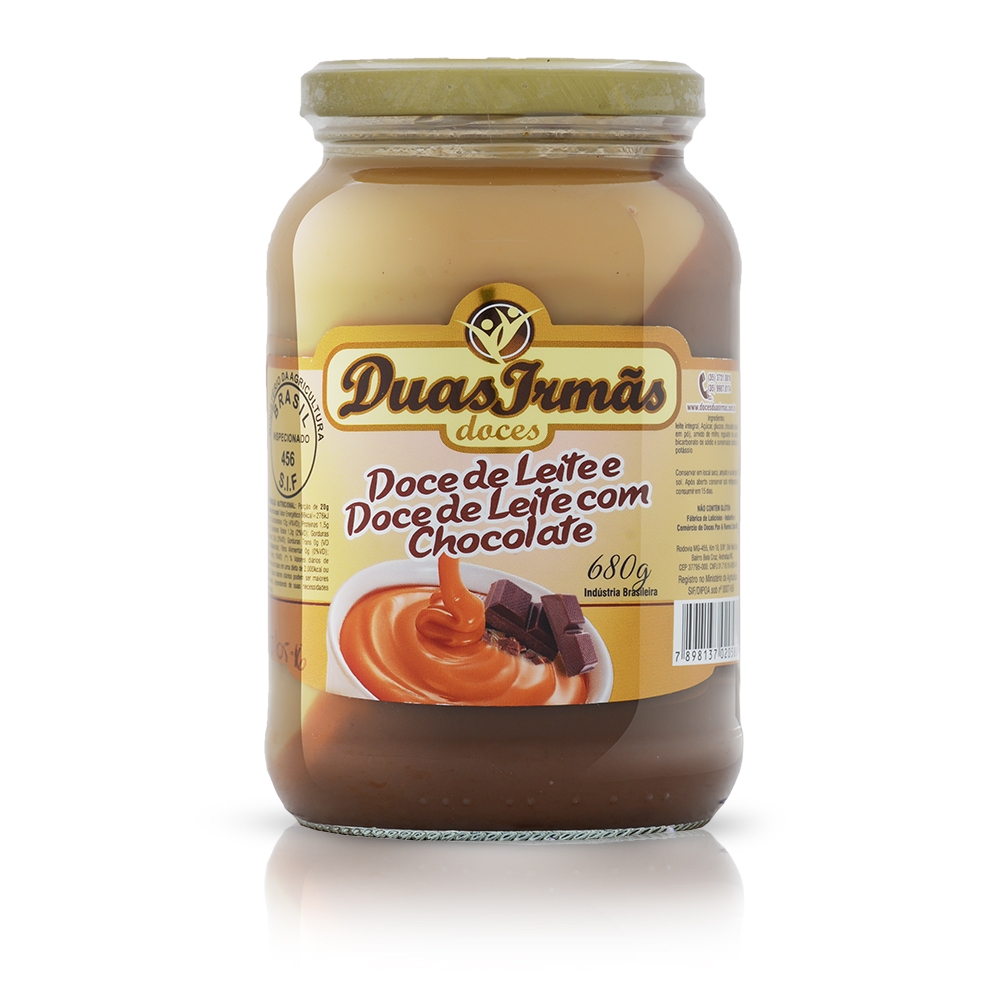 Doce de leite e doce de leite com chocolate Duas Irmãs 680G