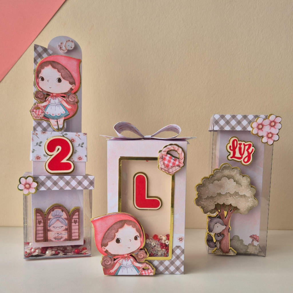 Chapeuzinho Vermelho Kit Festa Aniversário Infantil  – Lembrancinha Personalizada Luxo (aquarela, tom pastel, vermelho)