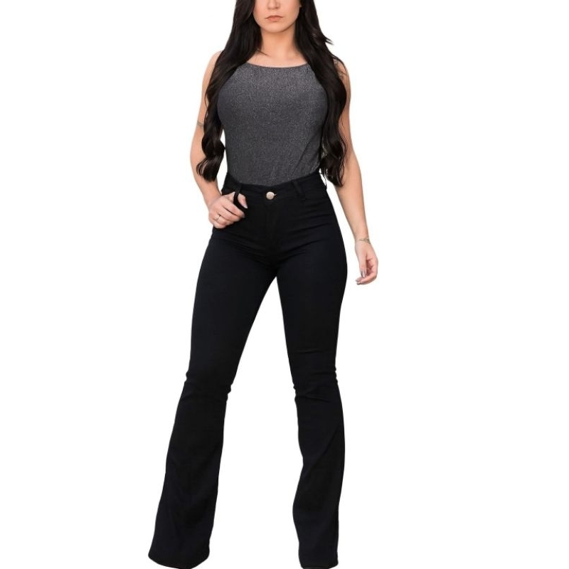 Calça jeans Flare feminina flere em Oferta na Shopee