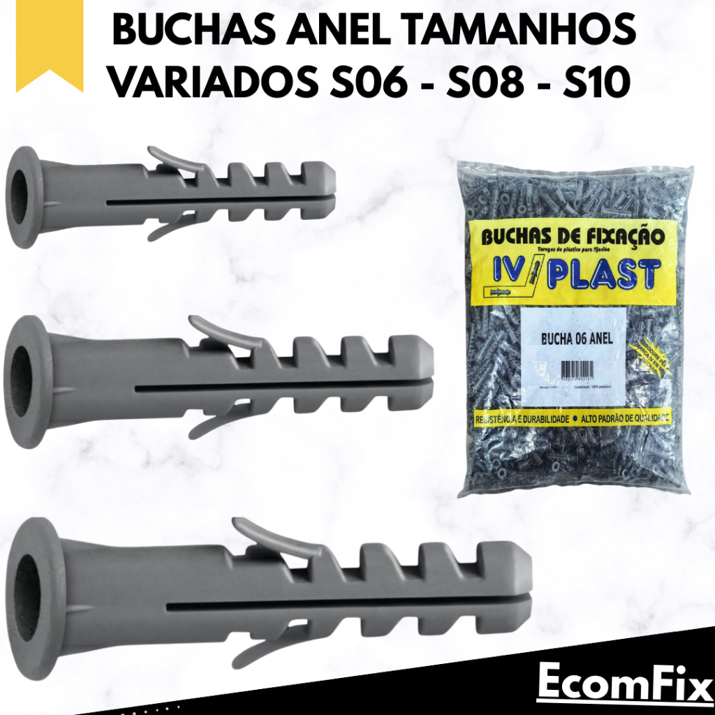 Buchas Para Parede Escolha o Tamanho Ivplast Com Aba Anel Sem Parafuso em Oferta na Shopee