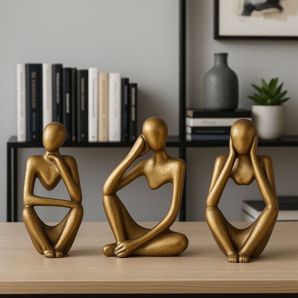 Esculturas Trio Decorativas ouro velho para Sala Sofisticação em Cada Detalhe em Oferta na Shopee