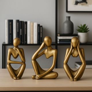 Esculturas Trio Decorativas ouro velho para Sala Sofisticação em Cada Detalhe em Oferta na Shopee