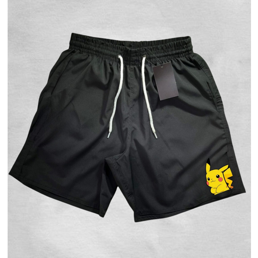 Bermuda Masculino Mauricinho Modelo Academia - Pikachu - Esportivo Ideal para lazer praia e esportes Promoção Verão