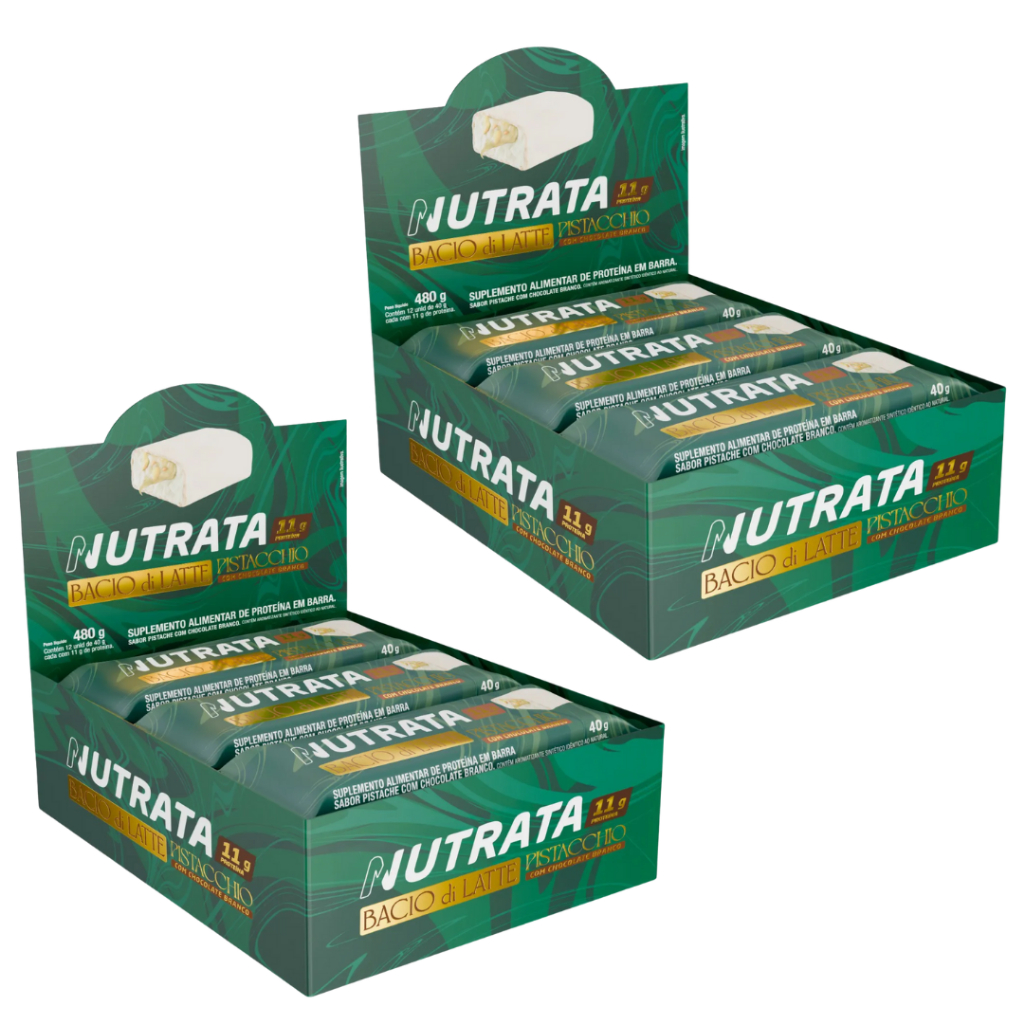 Kit 2x Display Pistacchio Bacio di Latte Barra de Proteína 12 un (40g) - Nutrata em Oferta na Shopee