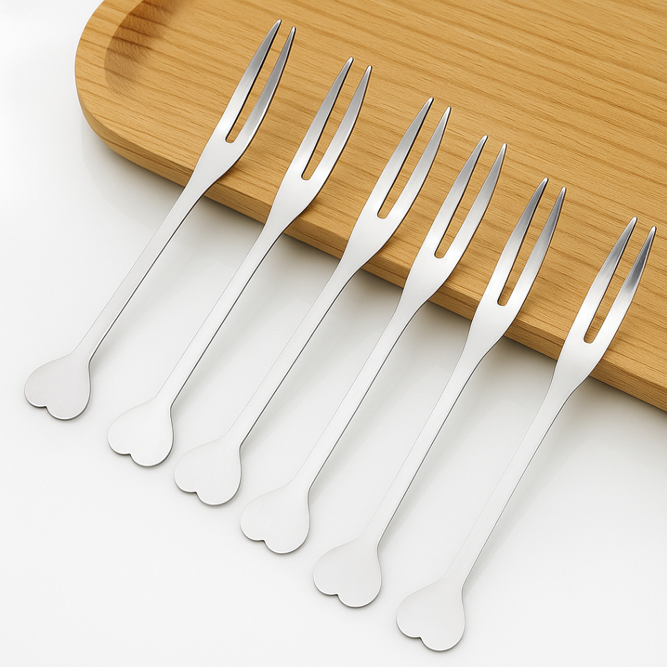 Kit de 6 Garfinhos cabo de Coração Para Petiscos Petiscos, Queijos, Frutas - UnyHome