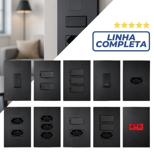 Tomada Interruptor Preto 10A 20A 4x2 Modular 127/220V Pluzie em Oferta na Shopee