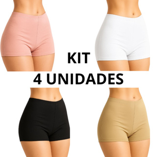Kit 4 Short Feminino Microfibra Segunda Pele Short Anágua Confortável - M G GG - Preto, Bege, Rosa e Bege. em Oferta na Shopee