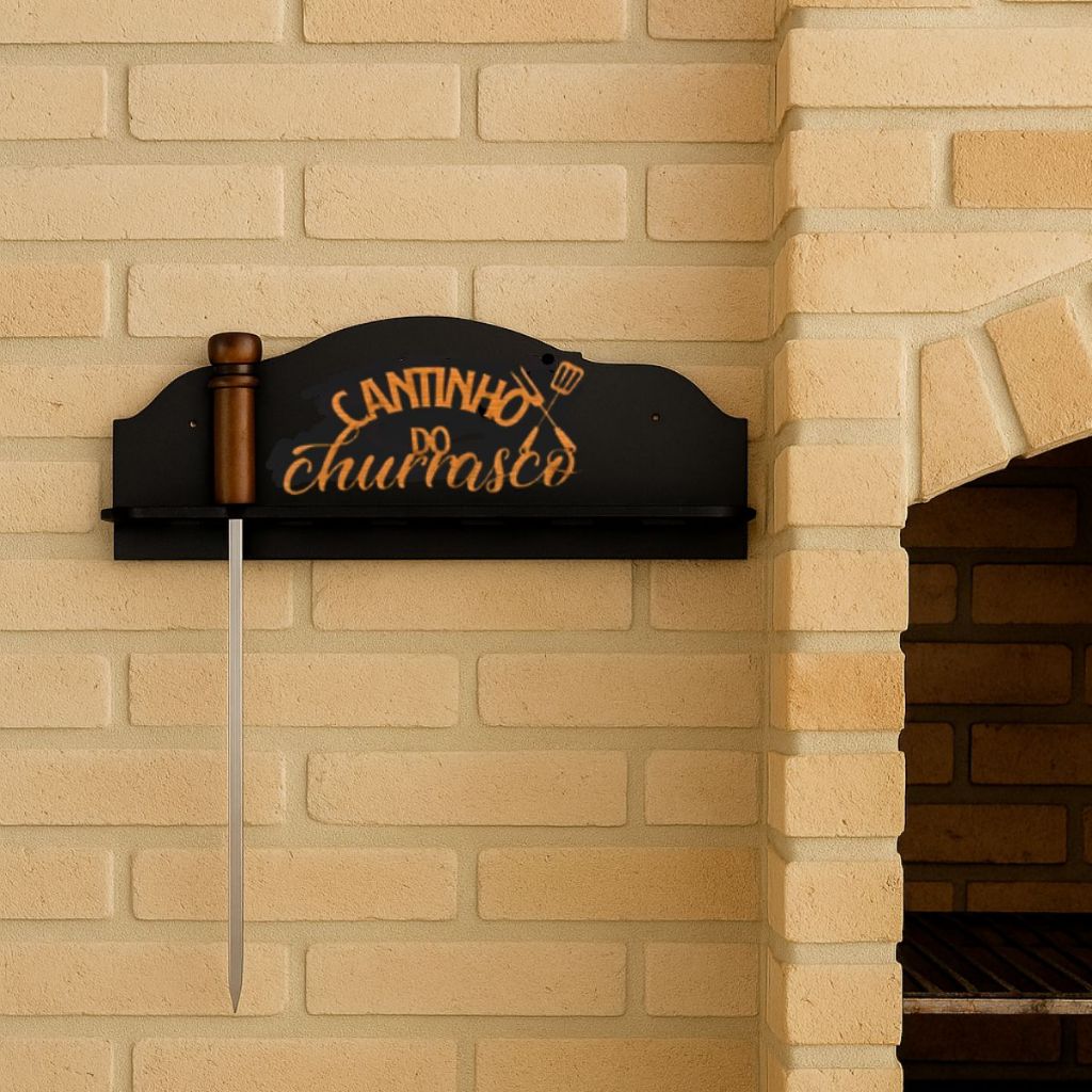 Porta Espeto Churrasco MDF Suporte Parede Área Gourmet Organização Utensílios Presente Criativo