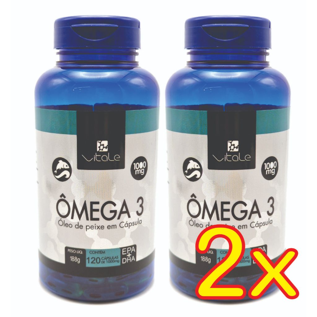 KIT 2X Ômega 3, 120 cápsulas de 1000mg. (Óleo de Peixe) Vitale